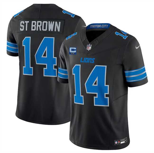 Men & Women & Youth Detroit Lions #14 Amon-Ra St. Brown Black 2024 F.U.S.E. With 2-Star C Patch 2nd Alternate Vapor Limited Stitched Jersey->detroit lions->NFL Jersey